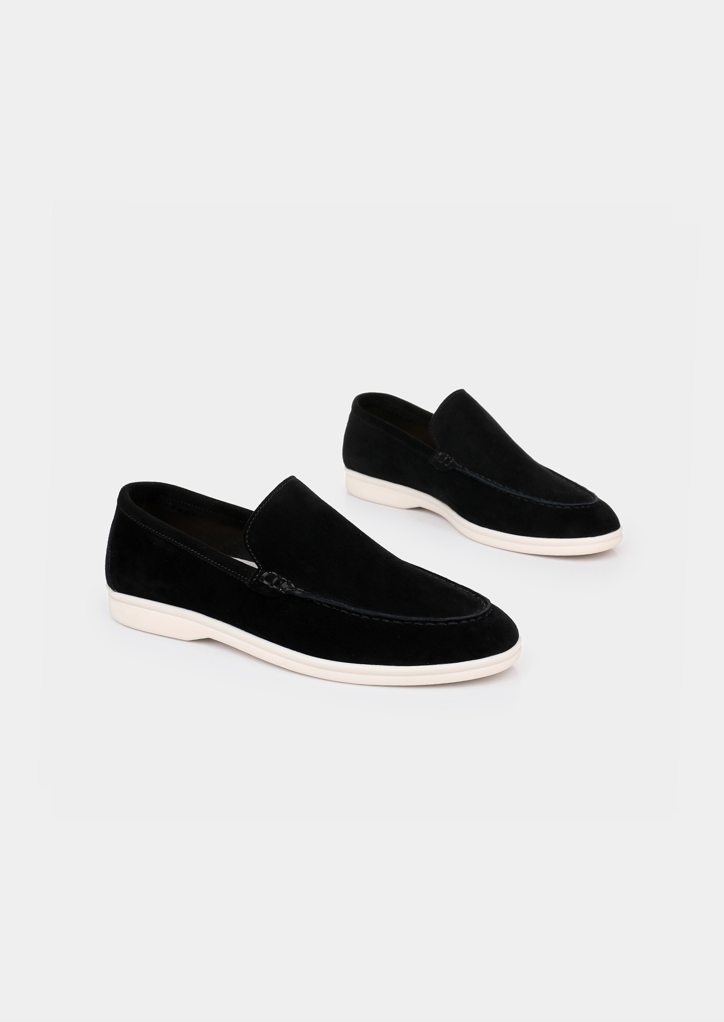 Herren Loafer Schwarz - Wildleder Slipper mit Gummisohle