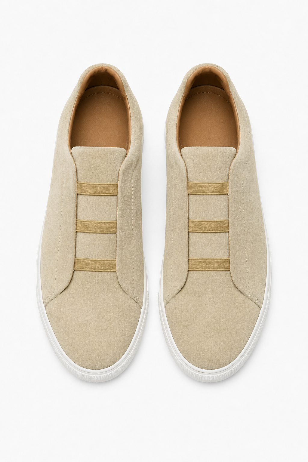 Herren Slip-On Sneaker in Khaki mit weißer Kontrastsohle