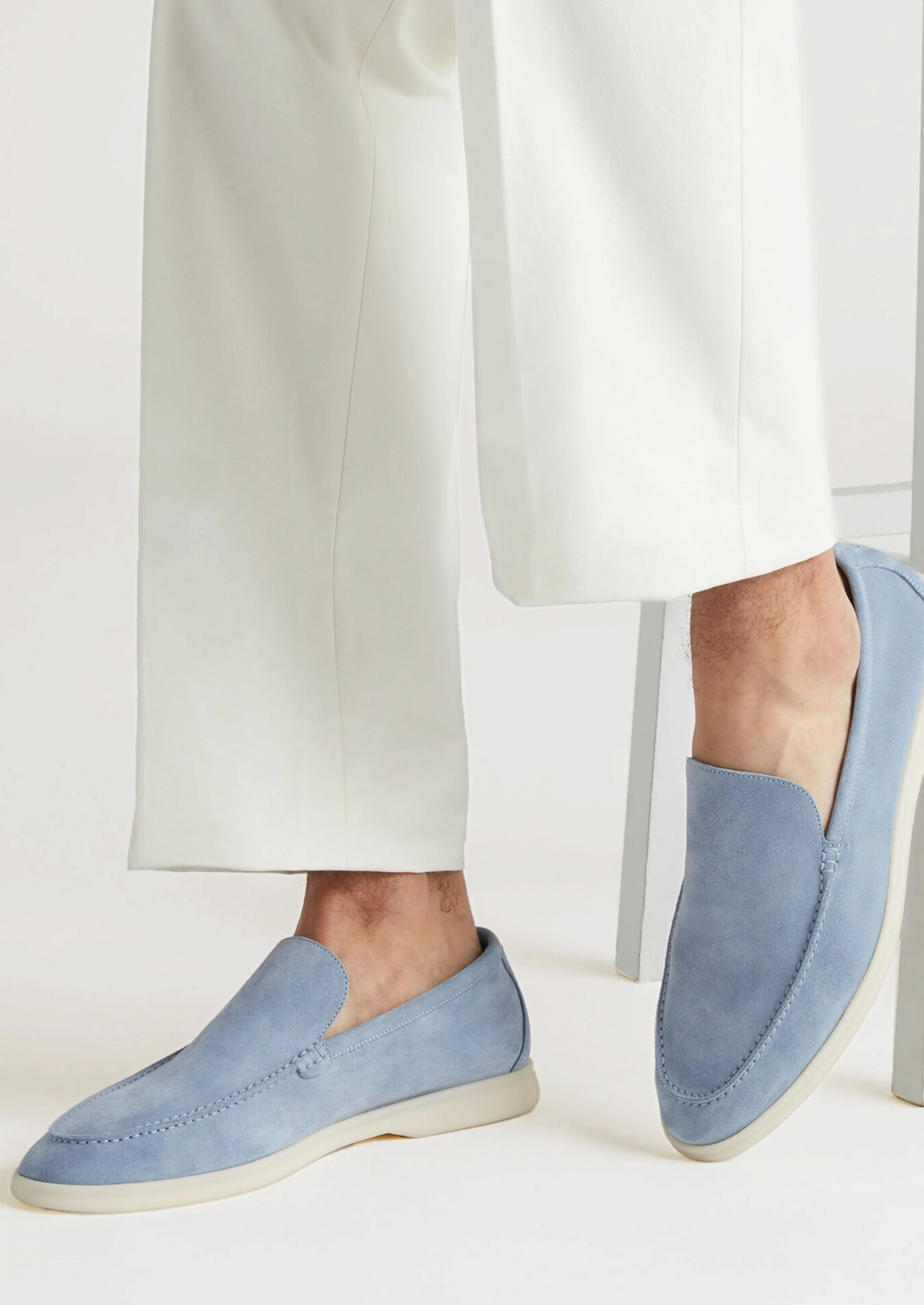 Herren Loafer - Babyblau aus Velours-Optik
