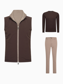 Outfit-Set Herren – Rich Espresso & Desert Taupe (mit Longsleeve)