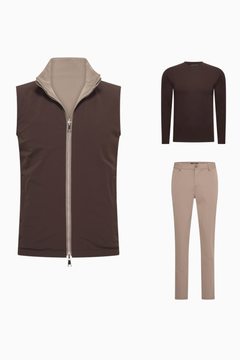 Outfit-Set Herren – Rich Espresso & Desert Taupe (mit Longsleeve)