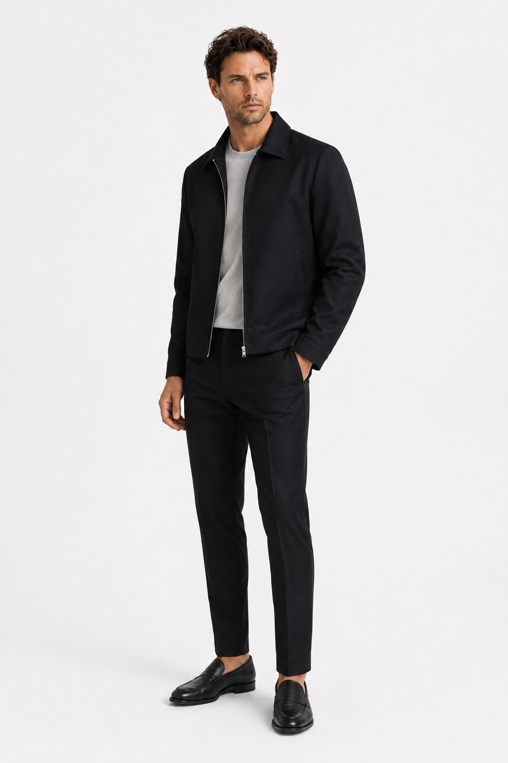 Herren-Übergangsjacke mit klassischem Kragen und lockerer Passform