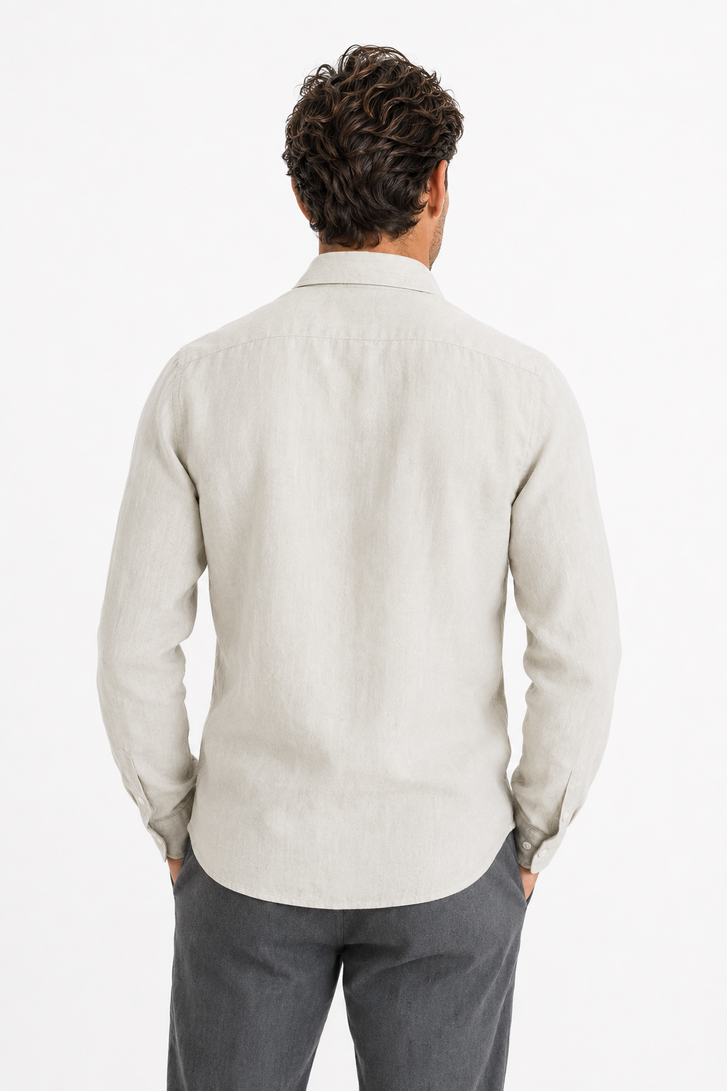 Damen Leinen-Set Langarm - Luftig-leicht für den Sommer Beige/Grau