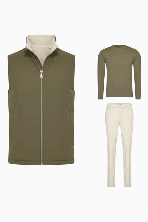 Outfit-Set Herren – Olive Grove & Soft Sand (mit Longsleeve)