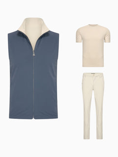 Outfit-Set Herren – Steel Blue & Soft Sand (mit T-Shirt)
