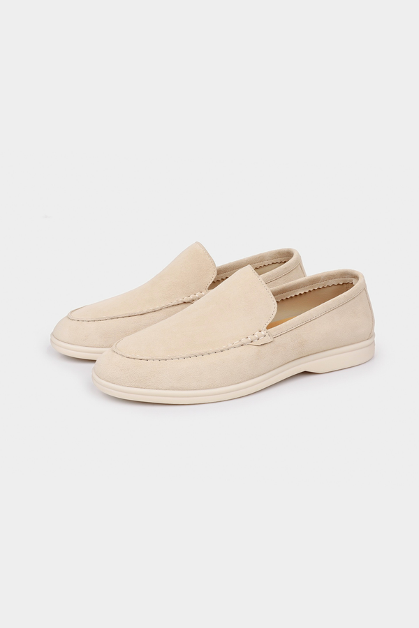 Herren Loafer Elfenbein - Wildleder Slipper für Männer