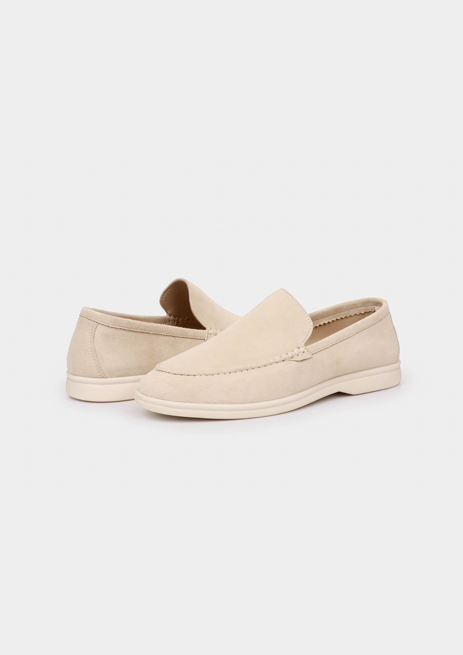 Herren Loafer Elfenbein - Wildleder Slipper für Männer