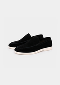 Herren Loafer Schwarz - Wildleder Slipper mit Gummisohle