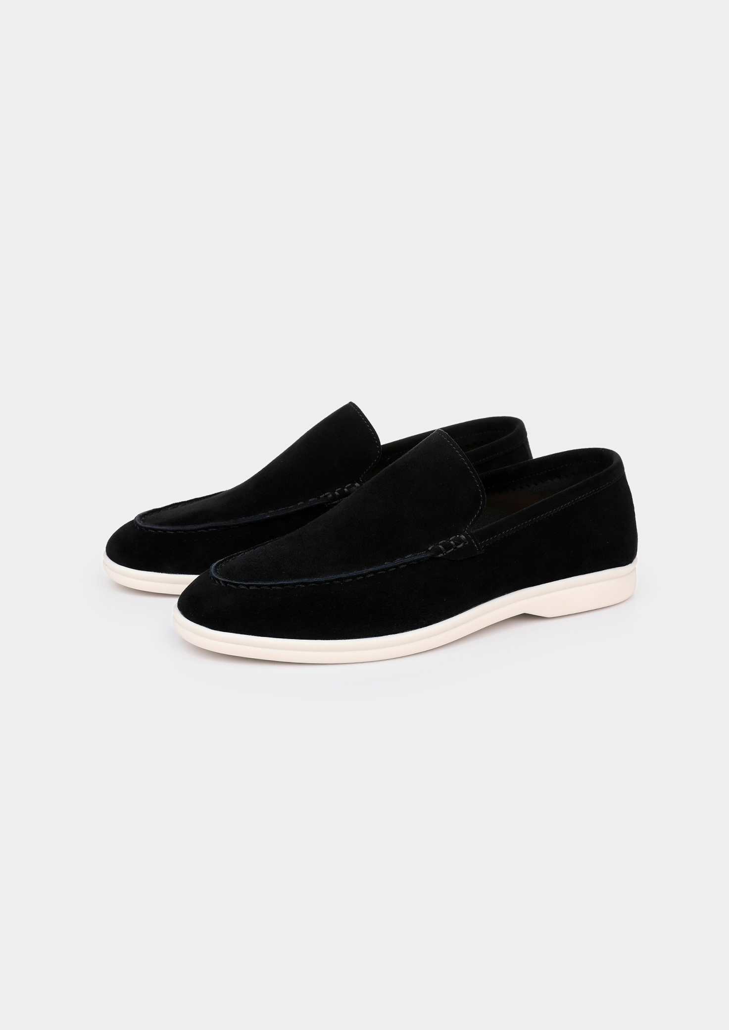 Herren Loafer Schwarz - Wildleder Slipper mit Gummisohle
