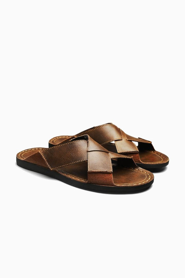 Herren Sandalen Braun Leder - Kreuzriemen für Sommer-Komfort