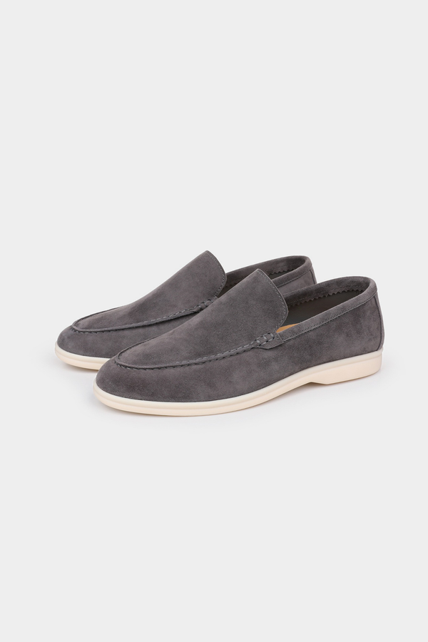 Herren Loafer Nebelgrau - Elegante Wildleder Slipper