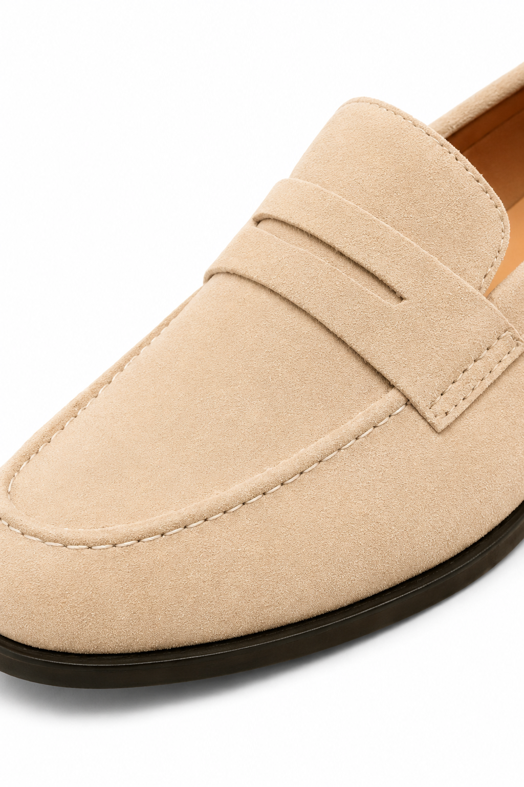 Herren Penny Loafer Beige – Velours-Optik