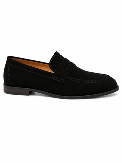 Herren Penny Loafer Schwarz – Velours-Optik