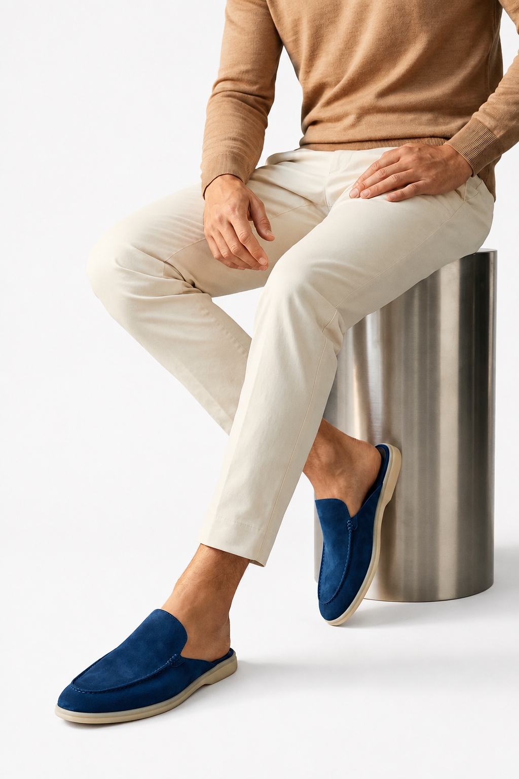 Herren Slipper Mule aus Wildleder Marineblau - Elegant