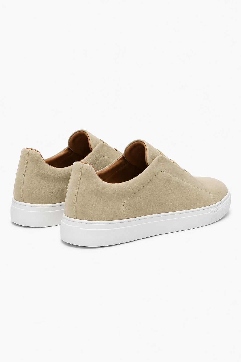 Herren Slip-On Sneaker in Khaki mit weißer Kontrastsohle
