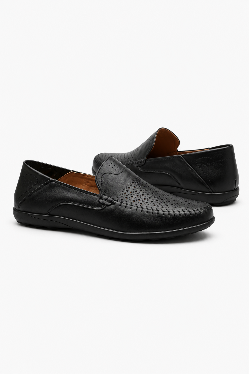 Herren Loafer aus Echtleder in Schwarz – Atmungsaktive Slip-On Sommerschuhe