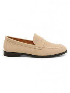 Herren Penny Loafer Beige – Velours-Optik