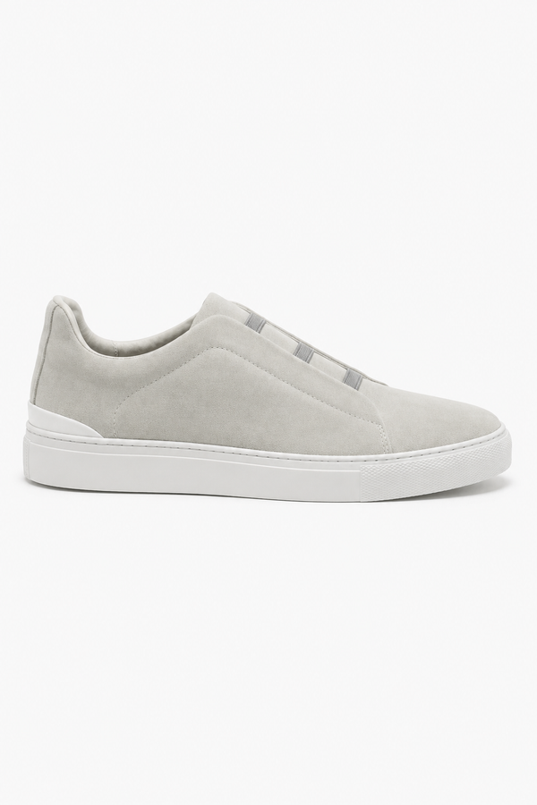Herren Slip-On Sneaker in Grau mit weißer Kontrastsohle