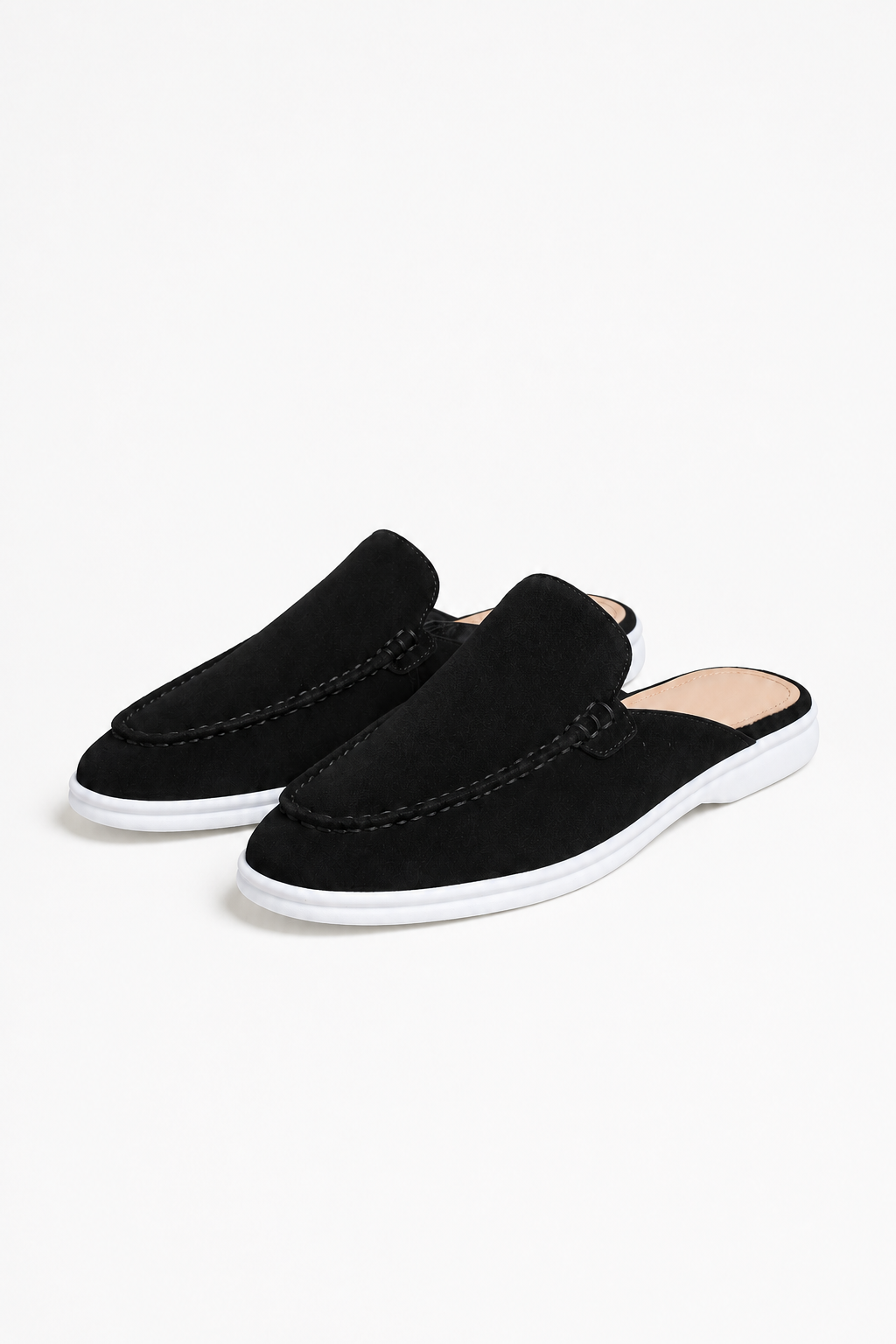 Mule Loafer til Mænd i Sort - Komfortabel Slip-On Sko med Åben Hæl - - Sko