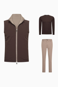 Outfit-Set Herren – Rich Espresso & Desert Taupe (mit Longsleeve)