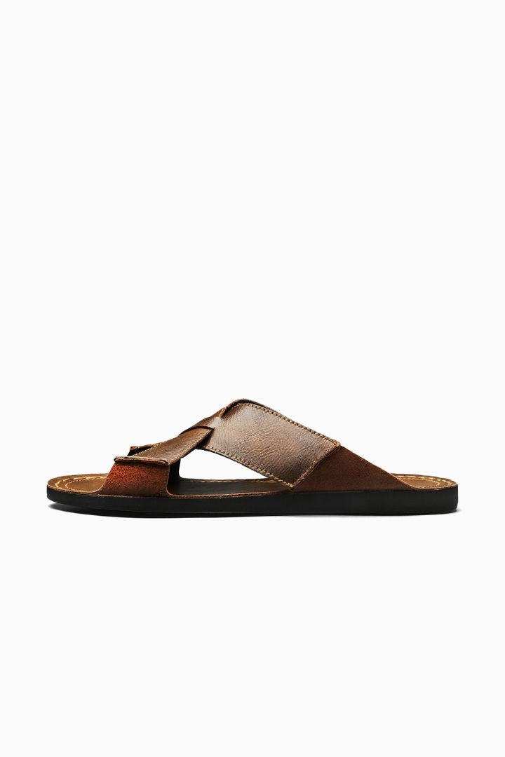 Herresandaler i Brun Læder - Krydsrem Design for Sommer - - Sko