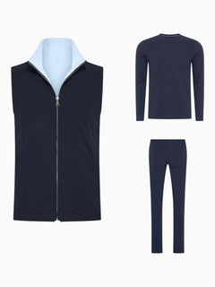 Outfit-Set Herren – Deep Navy & Sky Blue (mit Longsleeve)