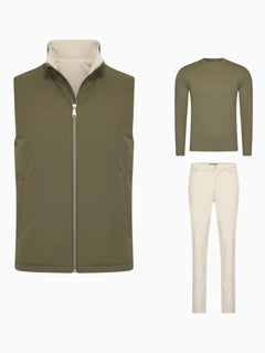 Outfit-Set Herren – Olive Grove & Soft Sand (mit Longsleeve)