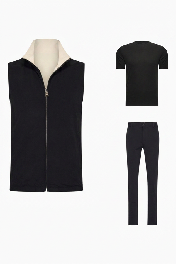 Outfit-Set Herren – Onyx Black & Soft Sand (mit T-Shirt)