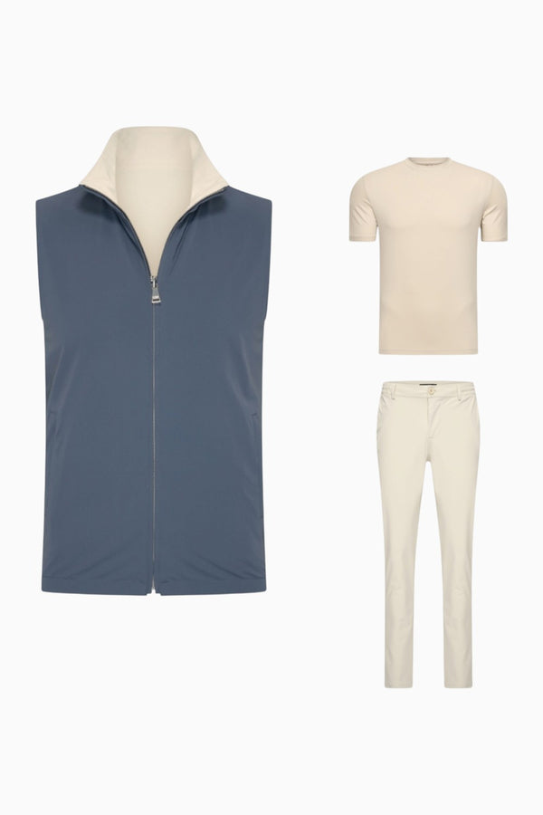 Outfit-Set Herren – Steel Blue & Soft Sand (mit T-Shirt)