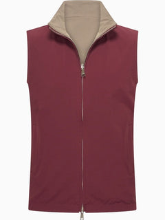 Wendegilet Herren – Cherry Red & Desert Taupe