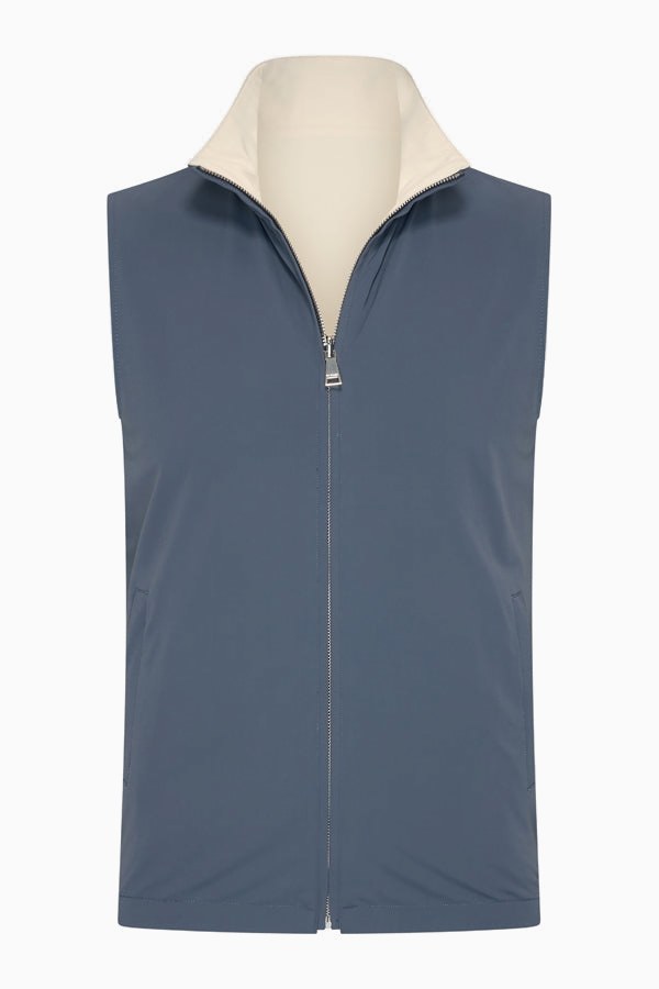 Wendegilet Herren – Steel Blue & Soft Sand