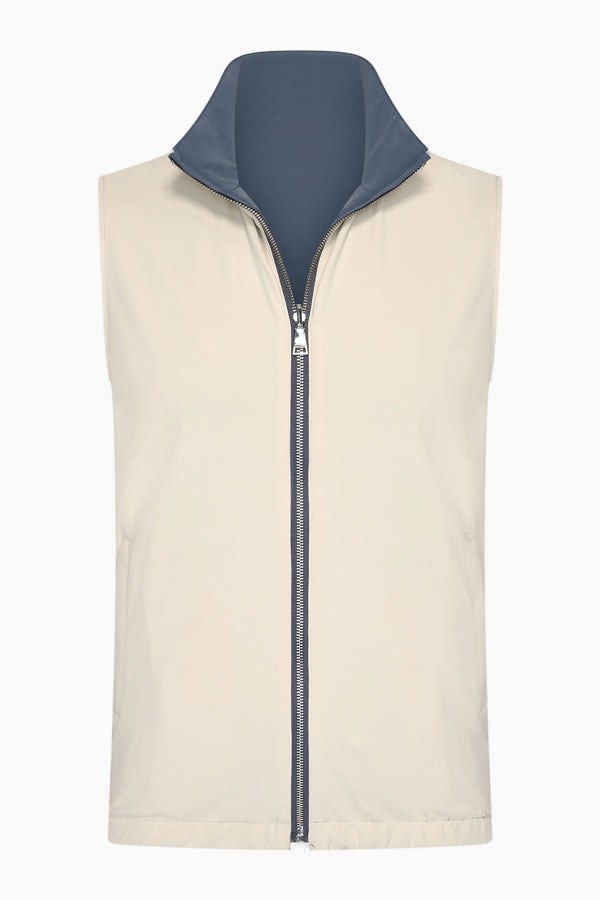Wendegilet Herren – Steel Blue & Soft Sand