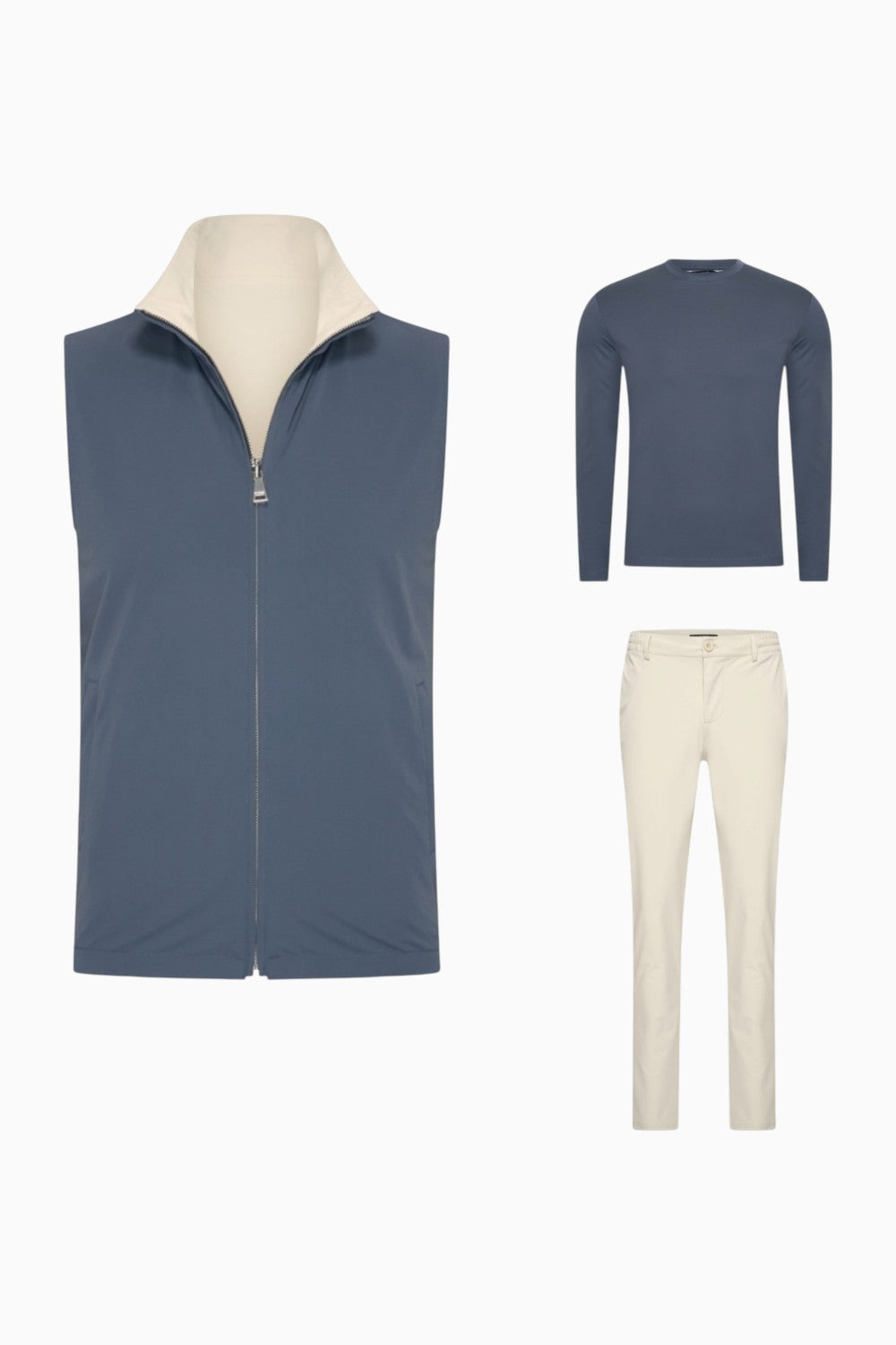 Outfit-Set Herren – Steel Blue & Soft Sand (mit Longsleeve)