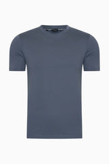 T-Shirt Herren Baumwolle Rundhals Kurzarm Steel Blue